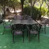 Mesas y Sillas de Aluminio Fundido para Exteriores Patio Jardín Villa Mesas y Sillas para Comedor al Aire Libre Proyecto de Calle Comercial Mesas y Sillas para Tienda de Té de Leche Cafetería