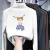 Nueva camiseta versátil de manga larga estilo coreano para otoño e invierno para niños, con cuello alto cálido y hecha de un tejido suave y cómodo