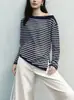 Suéter de tricô fashion com listras em triacetato, mesmo estilo de Qin Lan, para mulheres, nova coleção de verão 2026