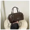 Bolso de Mano Retro de Cuero Encerado al Aceite para Mujer, Nuevo al por Mayor Transfronterizo, Bolso Boston de Nicho de Gama Alta, Bolso de Hombro Cruzado