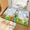 Felpudo de Diatomeas para Pascua Transfronterizo, Alfombrilla Antideslizante Absorbente de Agua para Baño, Felpudo para Puerta de Entrada con Decoración de Conejo y Huevo