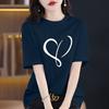 Verano Nuevo Estilo 100% Algodón Talla Grande Holgada Estampada Reductora de Edad Celebridad de Internet Alta Gama Camiseta de Manga Corta Top Versátil Trendy t