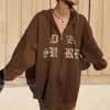Amazon Simple Calle Principal Hip Hop Punk Top Holgado con Bordado de Letras Cárdigan con Capucha Unisex Sudadera Cálida