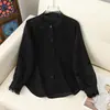 Nuevo Top Estilo Chino para Mamá Estilo Otoño Cuello Volante Color Sólido Elegante Camisa de Manga Larga Camisa para Mujeres de Mediana Edad y Mayores