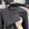 Nova Blusa com Capuz de Manga Longa Masculina para Primavera e Outono, Cor Sólida, Gola Redonda, Corte Solto Casual, Camada Base para Meia-Idade