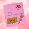 Día de la Diosa Rosa Dorada Tarjeta de Felicitación de Feliz Cumpleaños 520 Regalo Feliz Boda Año del Caballo 2026 Tarjeta de Felicitación de Billete de Oro