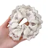 Goma para el pelo de encaje floral estilo coreano para mujer, Accesorio de pelo versátil de alta gama para coleta baja