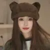 Boina linda y versátil estilo japonés con orejas de gato Sombrero Tesoro Adelgazante para la Cara Sombrero Pequeño Gorra de Béisbol para Mujer con Seis Estilos de Uso Sombrero Octogonal