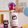 Novo copo de desenho animado para duas bebidas, copo térmico de aço inoxidável de alto valor, amigável para estudantes, com tampa para opções de dupla bebida, portátil e resistente a quedas