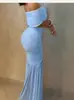 Nuevo Vestido Largo de Un Hombro Estilo Europeo y Americano, Vestido Largo de Malla Patchwork de Verano, Vestido con Cintura Plegada Adelgazante