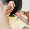 Pendientes de Tulipan Blanco con Circonita Microincrustada y Nácar para Mujer, Diseño Único de Nicho, Exquisitos Pendientes de Temperamento de Lujo Ligero