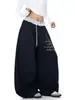 Pantalones de Chándal con Estampado de Letras Patchwork Cinturilla de Lunares Americanos Pierna Curva Nuevo Estilo para Hombres y Mujeres Pantalones de Pierna Ancha Sueltos para Bailar