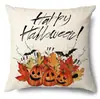Funda de Almohada Halloween Calabaza Divertida Transfronteriza Amazon Estampado de Lino Funda Decorativa para Cojín de Sofá del Hogar