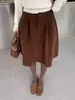 Altamente Recomendado! Saia Elegante de Alta Qualidade para Mulheres no Outono e Inverno Novo Estilo Veludo Cotelê Simples e Versátil Saia Evasê Guarda-chuva