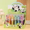 Parche de Panda Lindo de Resina Pluma Resaltadora Tres en Uno Estilo Dibujos Animados Bolígrafo para Cuaderno Infantil Bolígrafo de Regalo Papelería para Estudiantes