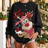 Sudadera con estampado de cuello redondo de nueva temporada, europea y americana, transfronteriza, suéter de Navidad con alce y búho