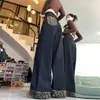 Jeans de Talla Grande para Chicas Gorditas, Parches a Cuadros, Dobladillo Enrollado, Pierna Recta, Holgados, Adelgazantes, Casuales, Pantalones de Pierna Ancha hasta el Suelo