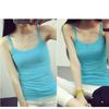 Camisola de punto de color liso para mujer, camiseta básica de verano con cuello redondo de talla grande, ropa interior sexy con tirantes.