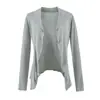 Elegante cárdigan de manga larga con volantes para mujer, nuevo modelo otoño 2026, ligero, bonito, versátil prenda exterior tipo camiseta para mujer