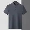 Camisa Polo de Seda Helada Color Sólido Estilo Americano para Hombres Musculosos, Corte Delgado, Manga Corta Elástica, Cuello Camisero, Camiseta de Trabajo, Camisa Polo Ajustada