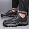 Zapatos de Cuero para Hombre, Cuero Genuino, Nuevo Estilo Otoño e Invierno 2026, Piel de Vaca de Primera Capa, Zapatos Casuales Versátiles de Suela Gruesa para Hombre, Zapatos para Exteriores para Personas de Mediana Edad y Mayores
