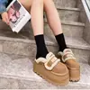 Sapatos Birkenstock de Solado Grosso Meias Pantufas Meia-Pata Forradas com Lã Calçados Externos Femininos Pantufas Peludas 2025 Novas Botas de Neve de Inverno Pantufas de Algodão