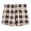 Cueca Box Masculina com Estampa Xadrez Tendência, Shorts para Casa Respiráveis da Moda de Cintura Média Tamanho Grande, Fornecimento Direto do Fabricante