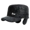 Chapéu de Inverno Masculino Estilo Dad Hat Proteção Contra Frio Proteção para as Orelhas Chapéu de Aba Reta para Meia-Idade e Idosos Vovô Homem Velho Chapéu de Algodão Espesso Quente com Aveludado