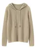 Nuevo suéter de cachemir 100% puro Yuanbaozhen para otoño e invierno para mujer, sudadera con capucha tejida con mangas insertadas, color liso