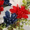 Guirlanda do Dia da Independência, dália artificial, centro de mesa para feriado, anel para vela, decoração do Dia da Memória