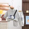 Conjunto de Inverno para Meninos 2025 Novo Crianças de 1 a 3 Anos Bebê Moletom Esportivo Espesso com Forro de Lã Conjunto de Duas Peças Dropshipping