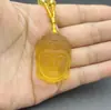 Colgante de Cabeza de Buda Esmerilada Citrina Collar de Buda Borde de Templo Adornos Colgantes Tridimensionales Cadena de Lana para Hombres y Mujeres Regalo en Vivo