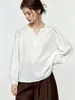 Camisa de algodão puro com design de retalhos bordados estilo retrô francês para mulheres, camisa feminina de manga longa solta para o outono de 2026 atacado
