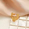 Anillos de Acero de Titanio Europeos y Americanos de Moda con Diseños Geométricos de Plantas, Frutas, Fresas, Espigas de Trigo y Estrellas de Cinco Puntas, Anillos Abiertos Ajustables