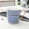 Taza de Cerámica Dorada Estilo Europeo para Café y Té, Cerámica Pintada a Mano para Pareja de Oficina, Regalo Sencillo para el Té de la Tarde