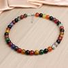 Moda Europea y Americana Collar de Cuentas de Piedra Ágata Colorida para Mujer Versátil Hecho a Mano Piedra Natural Cadena para Clavícula Joyería Transfronteriza Venta al por Mayor