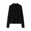 Suéter de Punto de Manga Larga con Cuello Medio Alto de Canalé Longmei para Mujer 2026 Otoño/Invierno Nuevo Estilo VKC Capa Base Suéter para el Trabajo