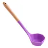 Cuchara de Sopa de Silicona al por Mayor, Cuchara Anti-quemaduras, Silicona de Grado Alimenticio, Antideslizante, Resistente a Altas Temperaturas, Antiadherente para Ollas, Cuchara de Sopa Octagonal de Silicona