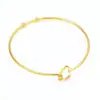 Pulsera de Corazón Redonda de Alambre de Acero Inoxidable Minimalista de Moda Transfronteriza Europea y Americana Tejida a Mano de Acero de Titanio Abierta Sin Decoloración