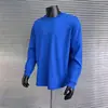 Camiseta de Manga Larga Resistente de Estilo Japonés para Otoño e Invierno, 260g, Puños, Color Sólido, Corte Holgado, Sudadera Capa Base, Cuello Redondo, Capa Base para Hombre
