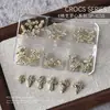 Joias para Nail Art Liga Retro Coração de Corvo Cruz Punk Estrela Negra Explosiva Acessórios Metálicos para Unhas Caixa com 6 Compartimentos