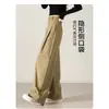 Moda otoñal nueva, pantalones casuales holgados de pierna ancha para adelgazar, de cintura alta, con diseño de pliegues laterales de moda para mujer