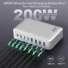 Cargador Transfronterizo Multicolor de Nitruro de Galio 200W 20V5A Estación de Carga Universal de Alta Potencia para Teléfonos Móviles, Tablets y Laptops