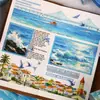 Cinta de Historia Retro: Cartas de la Serie Costa, Pegatinas Decorativas Reutilizables Escénicas para DIY en Diarios, 6 Diseños