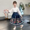 Conjunto Hanfu para Meninas com Saia de Rosto de Cavalo 2026 Novo Estilo Chinês Bordado Tang Suit Conjunto de Duas Peças para Meninas