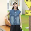 Foto Real de Chaleco de Verano Nuevo para Mujer de Estilo Coreano, Holgado, Versátil, Suave, Agradable a la Piel, en Azul y Otros Colores