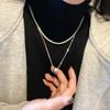 Cadena de Suéter de Guisantes Brillantes de Doble Capa para Mujer Otoño e Invierno Collar Cadena de Suéter Moda Estilo Occidental Accesorios Largos Tendencia