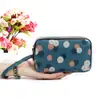 Porta-moedas Feminino Longo Tecido Clutch Três Camadas Zíper Carteira Feminina Grande Capacidade Bolsa para Celular