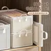 Caixa Organizadora Transparente para Roupas Domésticas Caixa de Armazenamento de Brinquedos Cesto de Armazenamento para Guarda-Roupa de Quarto Artefato de Armazenamento de Grande Capacidade