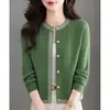 Tricô Feminino 2026 Outono Novo Estilo Petite Cardigã Curto de Tricô Elegante Color Block Suéter Casaco Moderno